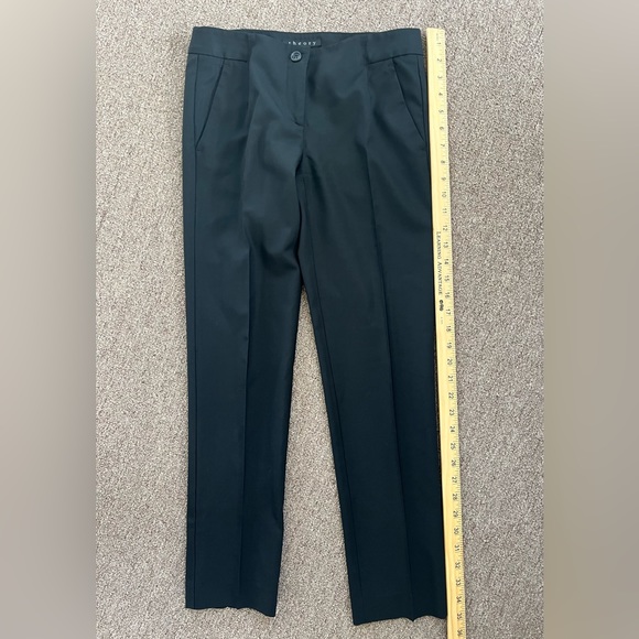 Theory Black Trouser Straight Leg Pants Size 0 Wool - Picture 4 of 11